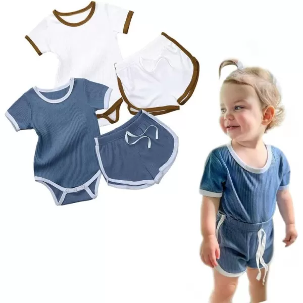 Simplee kids Baby Girl Shorts Sets 2 Packs Toddler Summer Romper Sets