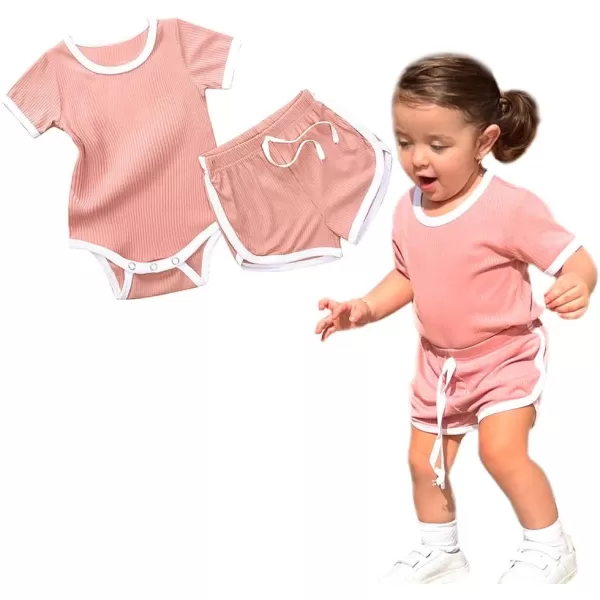 Simplee kids Baby Girl Shorts Sets 2 Packs Toddler Summer Romper Sets