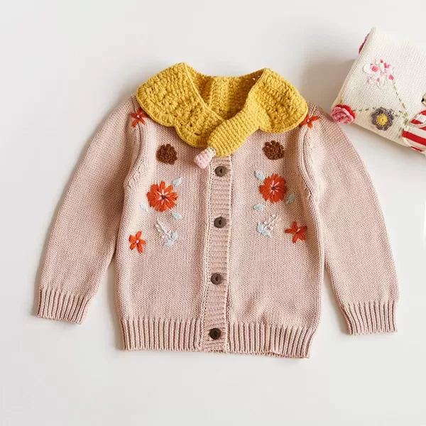 Simplee kids Baby Girl Thin Sweater Solid White Pink Cardigans for Toddler 0-3Years