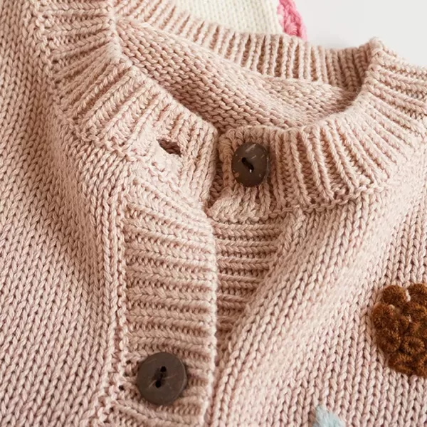 Simplee kids Baby Girl Thin Sweater Solid White Pink Cardigans for Toddler 0-3Years