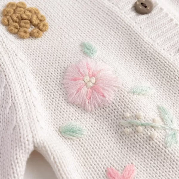 Simplee kids Baby Girl Thin Sweater Solid White Pink Cardigans for Toddler 0-3Years