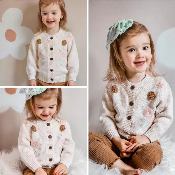 Simplee kids Baby Girl Thin Sweater Solid White Pink Cardigans for Toddler 0-3Years