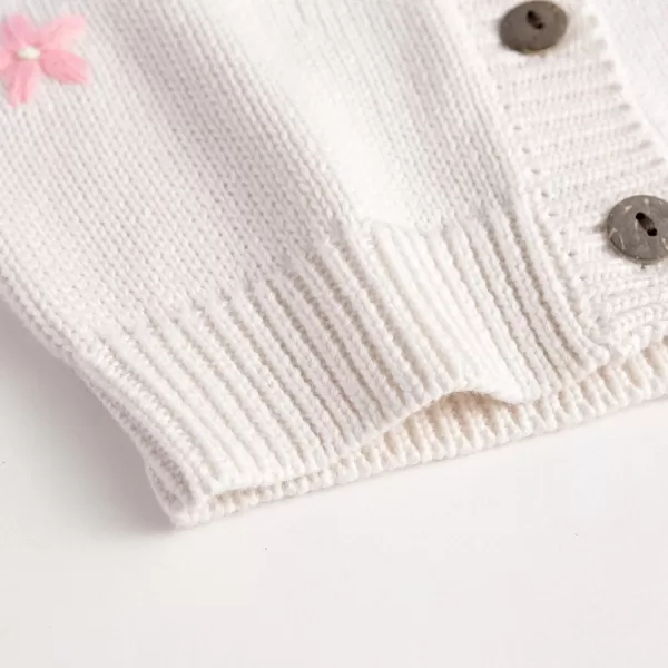 Simplee kids Baby Girl Thin Sweater Solid White Pink Cardigans for Toddler 0-3Years