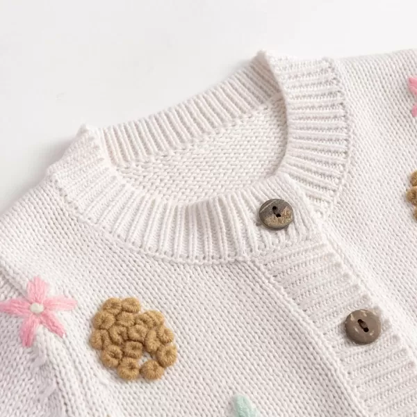 Simplee kids Baby Girl Thin Sweater Solid White Pink Cardigans for Toddler 0-3Years
