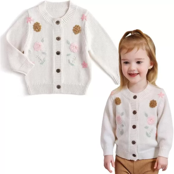 Simplee kids Baby Girl Thin Sweater Solid White Pink Cardigans for Toddler 0-3Years
