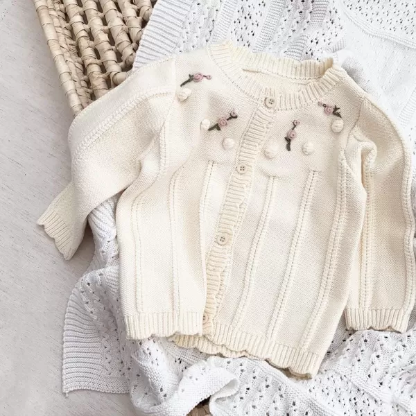 Simplee kids Baby Girl Thin Sweater Solid White Pink Cardigans for Toddler 0-3Years