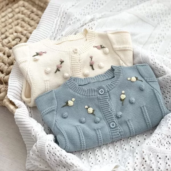 Simplee kids Baby Girl Thin Sweater Solid White Pink Cardigans for Toddler 0-3Years