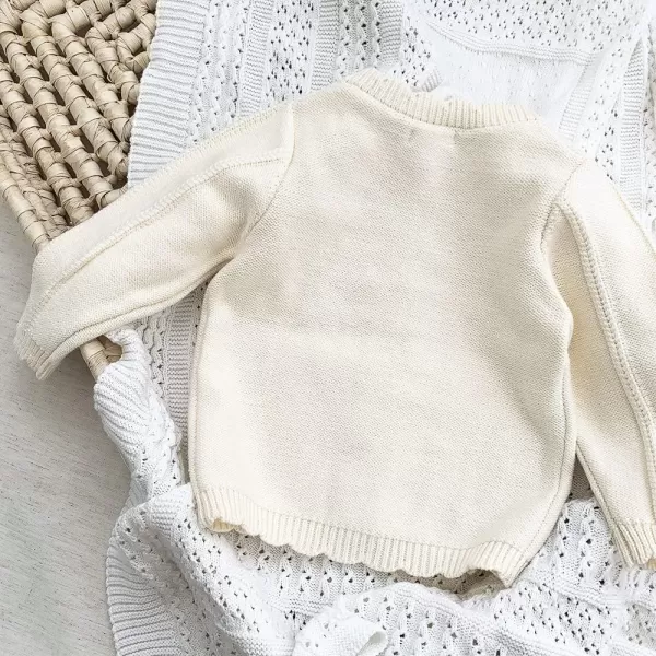 Simplee kids Baby Girl Thin Sweater Solid White Pink Cardigans for Toddler 0-3Years