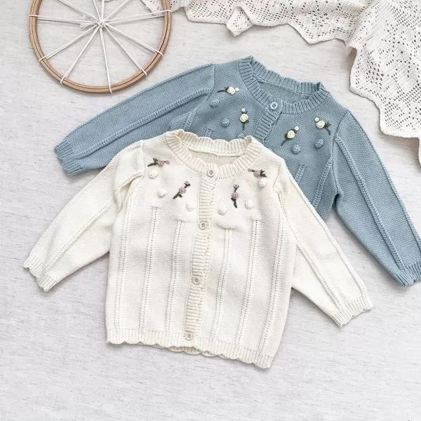 Simplee kids Baby Girl Thin Sweater Solid White Pink Cardigans for Toddler 0-3Years