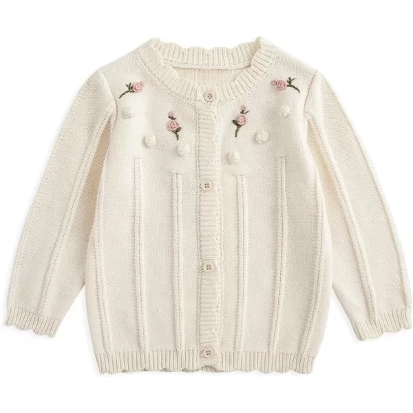 Simplee kids Baby Girl Thin Sweater Solid White Pink Cardigans for Toddler 0-3Years