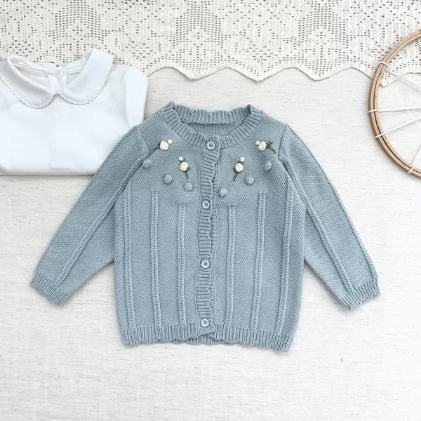 Simplee kids Baby Girl Thin Sweater Solid White Pink Cardigans for Toddler 0-3Years