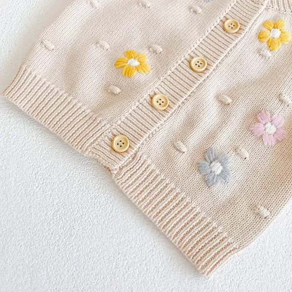 Simplee kids Baby Girl Thin Sweater Solid White Pink Cardigans for Toddler 0-3Years