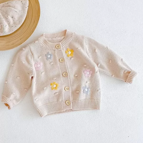 Simplee kids Baby Girl Thin Sweater Solid White Pink Cardigans for Toddler 0-3Years