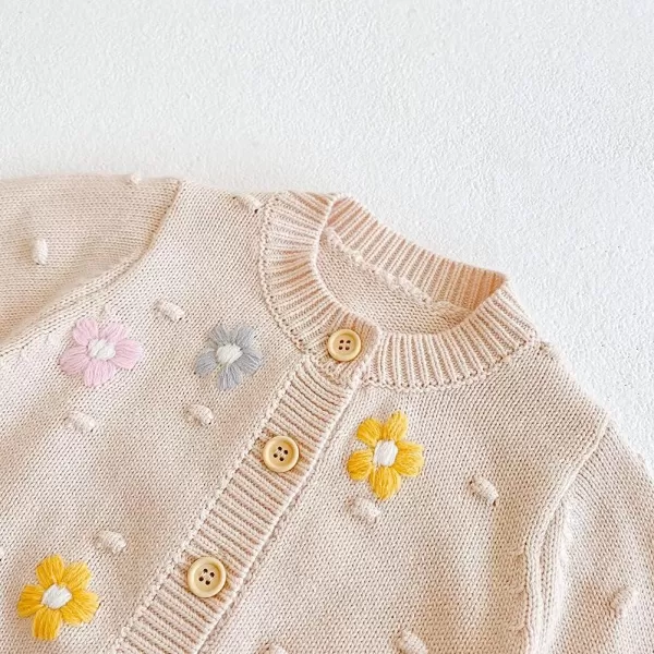 Simplee kids Baby Girl Thin Sweater Solid White Pink Cardigans for Toddler 0-3Years