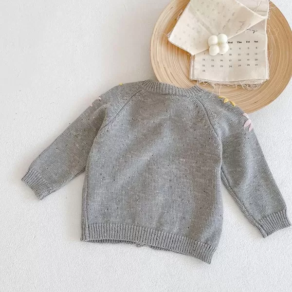 Simplee kids Baby Girl Thin Sweater Solid White Pink Cardigans for Toddler 0-3Years