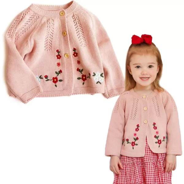 Simplee kids Baby Girl Thin Sweater Solid White Pink Cardigans for Toddler 0-3Years
