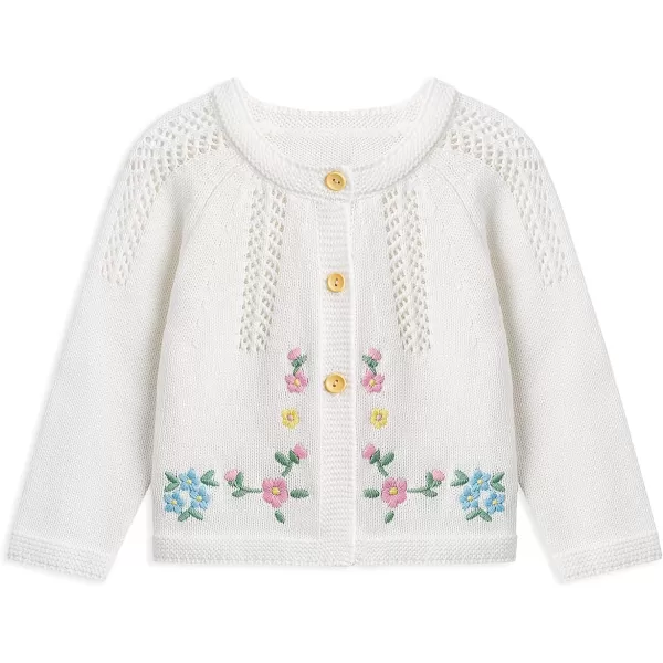 Simplee kids Baby Girl Thin Sweater Solid White Pink Cardigans for Toddler 0-3Years
