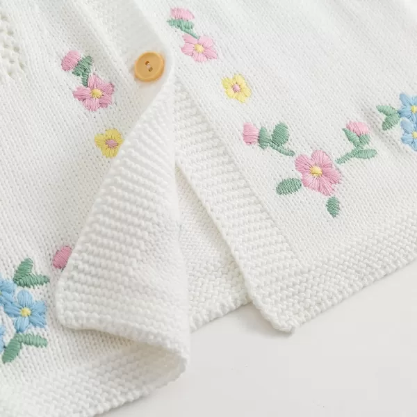 Simplee kids Baby Girl Thin Sweater Solid White Pink Cardigans for Toddler 0-3Years