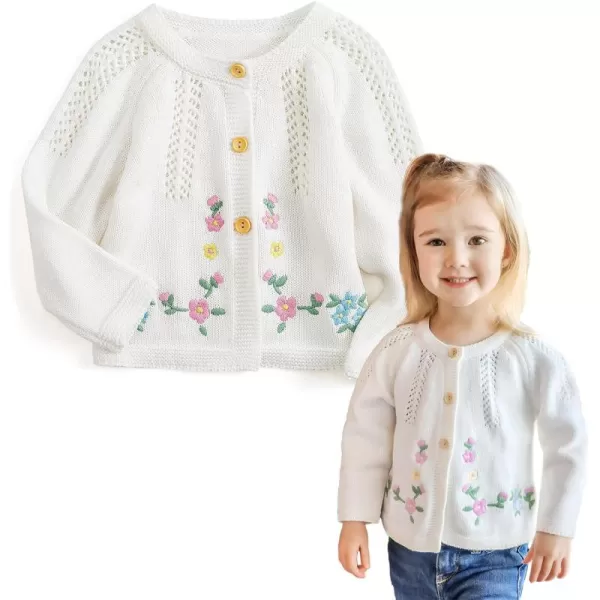 Simplee kids Baby Girl Thin Sweater Solid White Pink Cardigans for Toddler 0-3Years