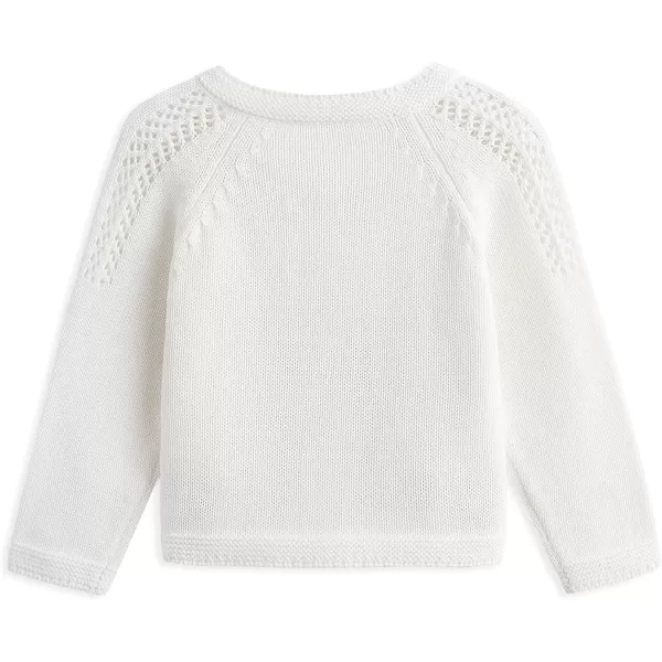 Simplee kids Baby Girl Thin Sweater Solid White Pink Cardigans for Toddler 0-3Years