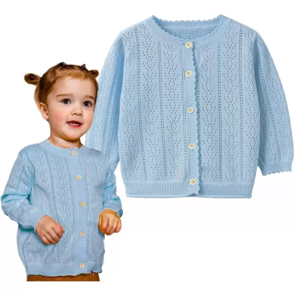 Simplee kids Baby Girl Thin Sweater Solid White Pink Cardigans for Toddler 0-3Years