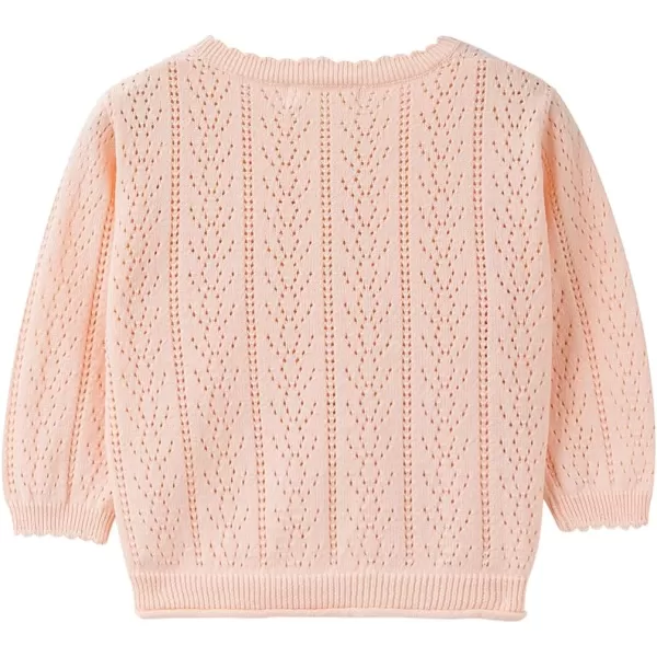 Simplee kids Baby Girl Thin Sweater Solid White Pink Cardigans for Toddler 0-3Years