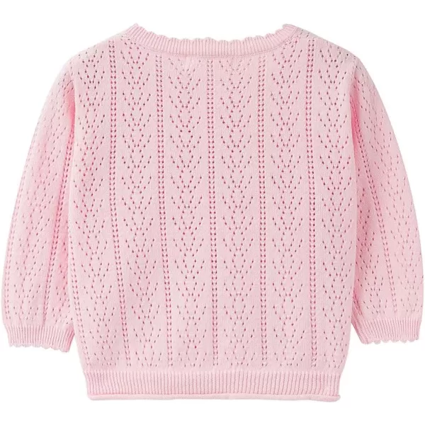 Simplee kids Baby Girl Thin Sweater Solid White Pink Cardigans for Toddler 0-3Years