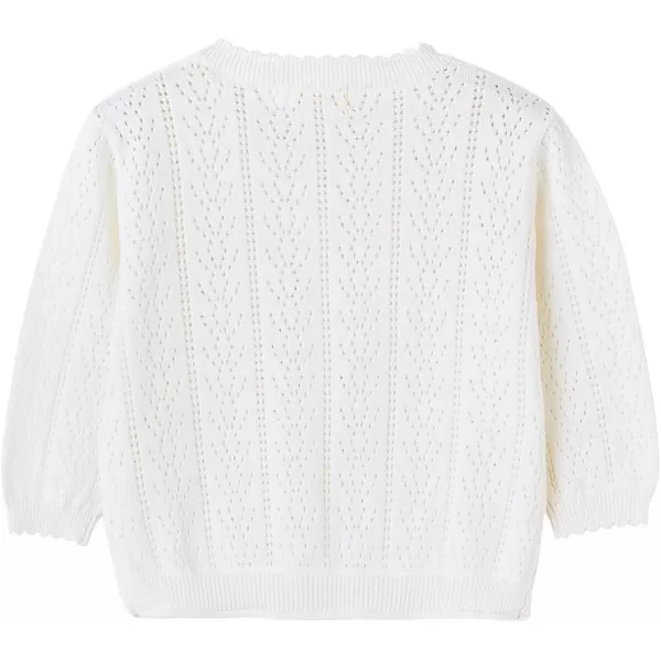 Simplee kids Baby Girl Thin Sweater Solid White Pink Cardigans for Toddler 0-3Years