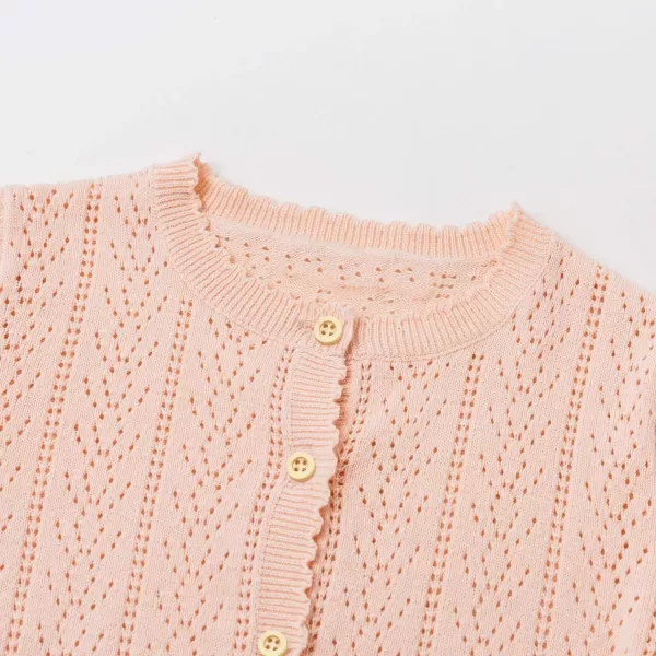 Simplee kids Baby Girl Thin Sweater Solid White Pink Cardigans for Toddler 0-3Years