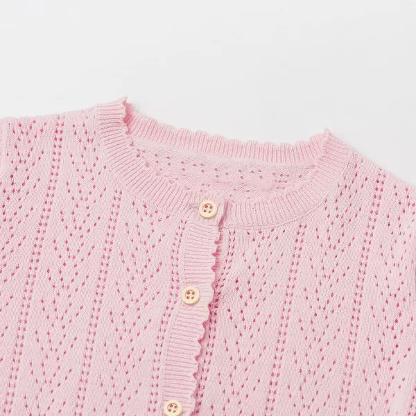 Simplee kids Baby Girl Thin Sweater Solid White Pink Cardigans for Toddler 0-3Years