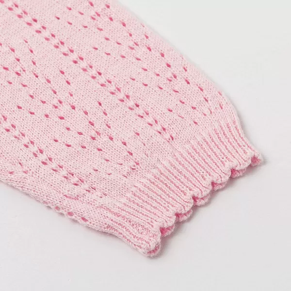 Simplee kids Baby Girl Thin Sweater Solid White Pink Cardigans for Toddler 0-3Years