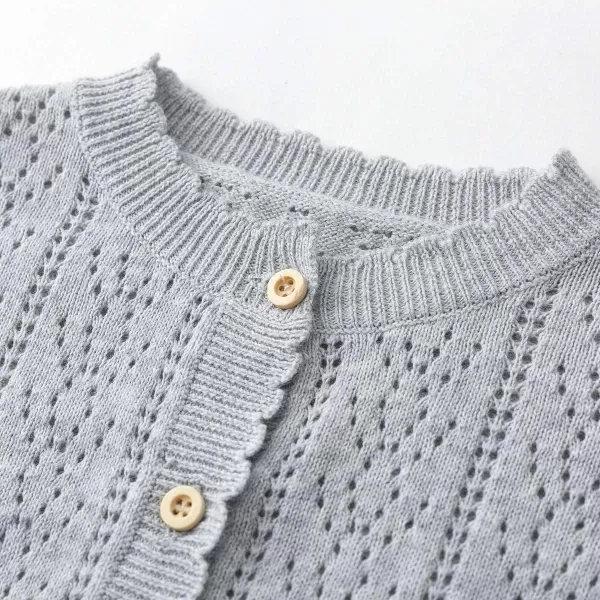 Simplee kids Baby Girl Thin Sweater Solid White Pink Cardigans for Toddler 0-3Years