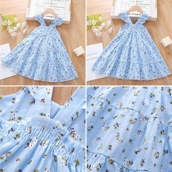 Simplee kids Baby Girls Casual Dress Toddler Smocking Dress Floral Print Sundress for Spring Summer 1-6 Years
