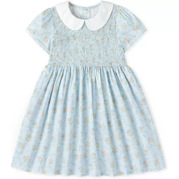 Simplee kids Baby Girls Casual Dress Toddler Smocking Dress Floral Print Sundress for Spring Summer 1-6 Years