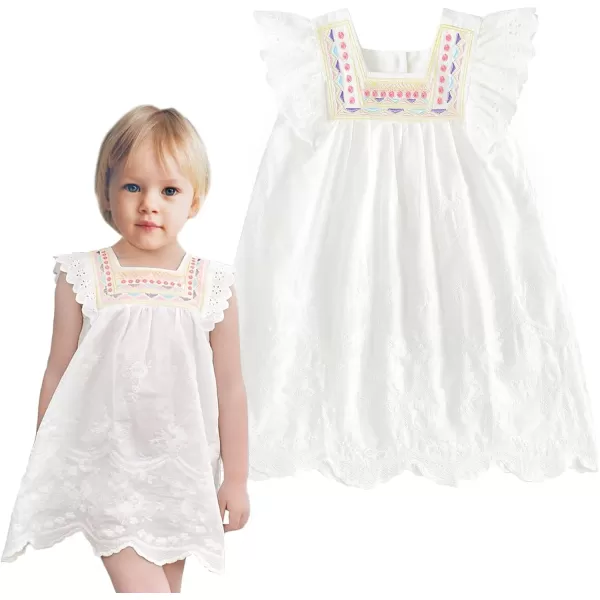 Simplee kids Baby Girls Casual Dress Toddler Smocking Dress Floral Print Sundress for Spring Summer 1-6 Years