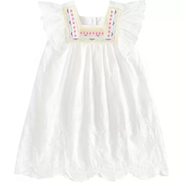 Simplee kids Baby Girls Casual Dress Toddler Smocking Dress Floral Print Sundress for Spring Summer 1-6 Years