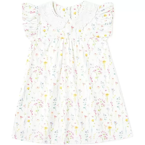 Simplee kids Baby Girls Casual Dress Toddler Smocking Dress Floral Print Sundress for Spring Summer 1-6 Years