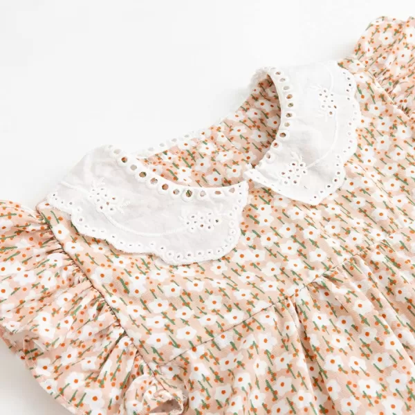 Simplee kids Baby Girls Casual Dress Toddler Smocking Dress Floral Print Sundress for Spring Summer 1-6 Years