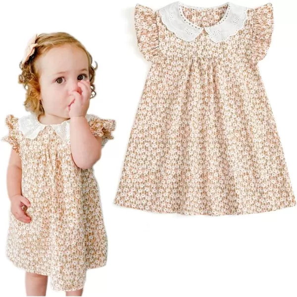 Simplee kids Baby Girls Casual Dress Toddler Smocking Dress Floral Print Sundress for Spring Summer 1-6 Years