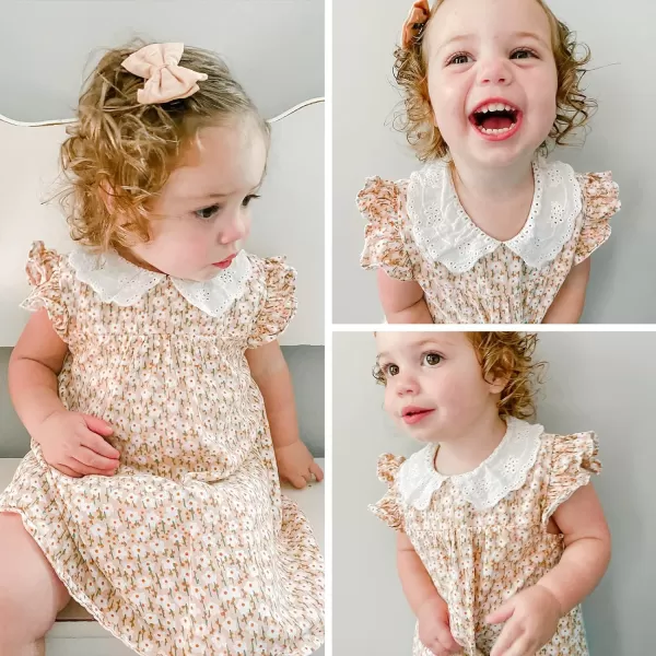 Simplee kids Baby Girls Casual Dress Toddler Smocking Dress Floral Print Sundress for Spring Summer 1-6 Years