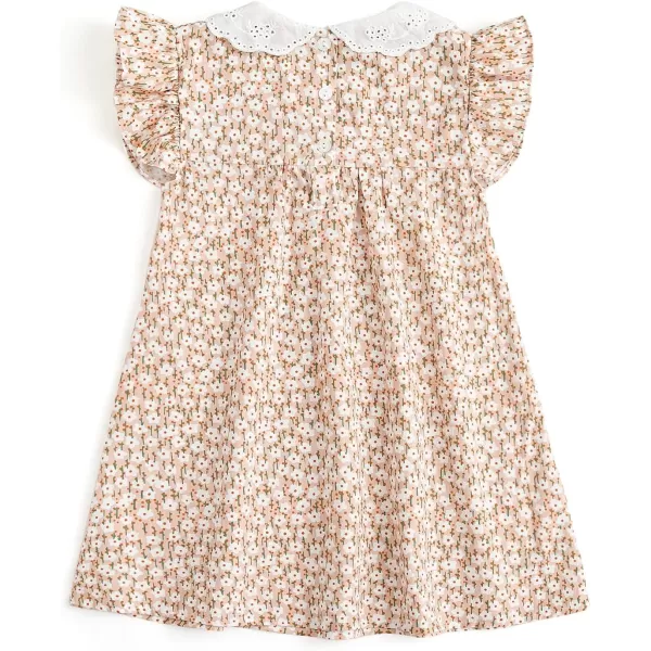 Simplee kids Baby Girls Casual Dress Toddler Smocking Dress Floral Print Sundress for Spring Summer 1-6 Years