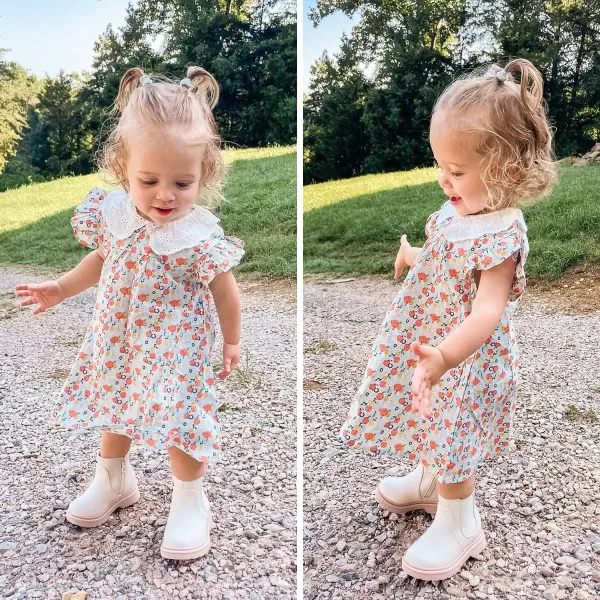 Simplee kids Baby Girls Casual Dress Toddler Smocking Dress Floral Print Sundress for Spring Summer 1-6 Years