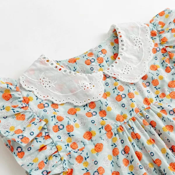 Simplee kids Baby Girls Casual Dress Toddler Smocking Dress Floral Print Sundress for Spring Summer 1-6 Years