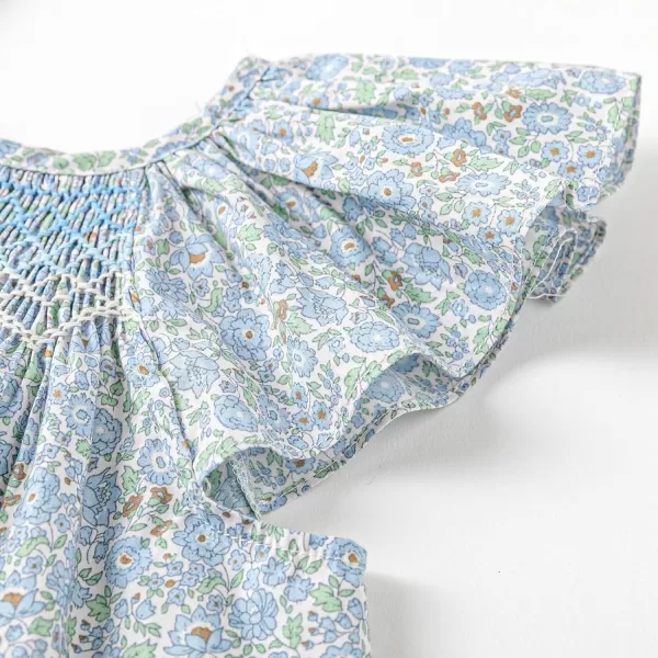 Simplee kids Baby Girls Casual Dress Toddler Smocking Dress Floral Print Sundress for Spring Summer 1-6 Years
