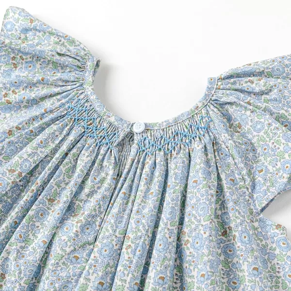 Simplee kids Baby Girls Casual Dress Toddler Smocking Dress Floral Print Sundress for Spring Summer 1-6 Years