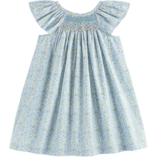 Simplee kids Baby Girls Casual Dress Toddler Smocking Dress Floral Print Sundress for Spring Summer 1-6 Years