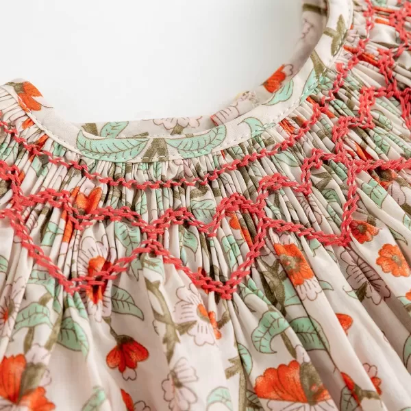 Simplee kids Baby Girls Casual Dress Toddler Smocking Dress Floral Print Sundress for Spring Summer 1-6 Years