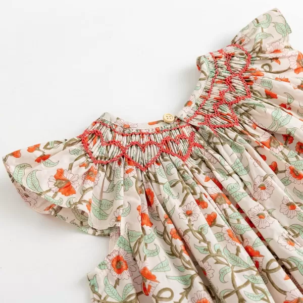 Simplee kids Baby Girls Casual Dress Toddler Smocking Dress Floral Print Sundress for Spring Summer 1-6 Years