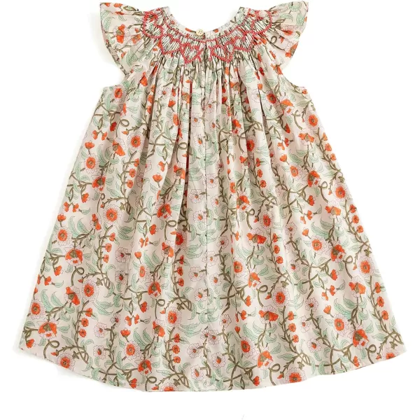 Simplee kids Baby Girls Casual Dress Toddler Smocking Dress Floral Print Sundress for Spring Summer 1-6 Years