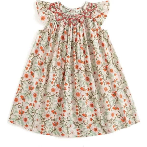Simplee kids Baby Girls Casual Dress Toddler Smocking Dress Floral Print Sundress for Spring Summer 1-6 Years